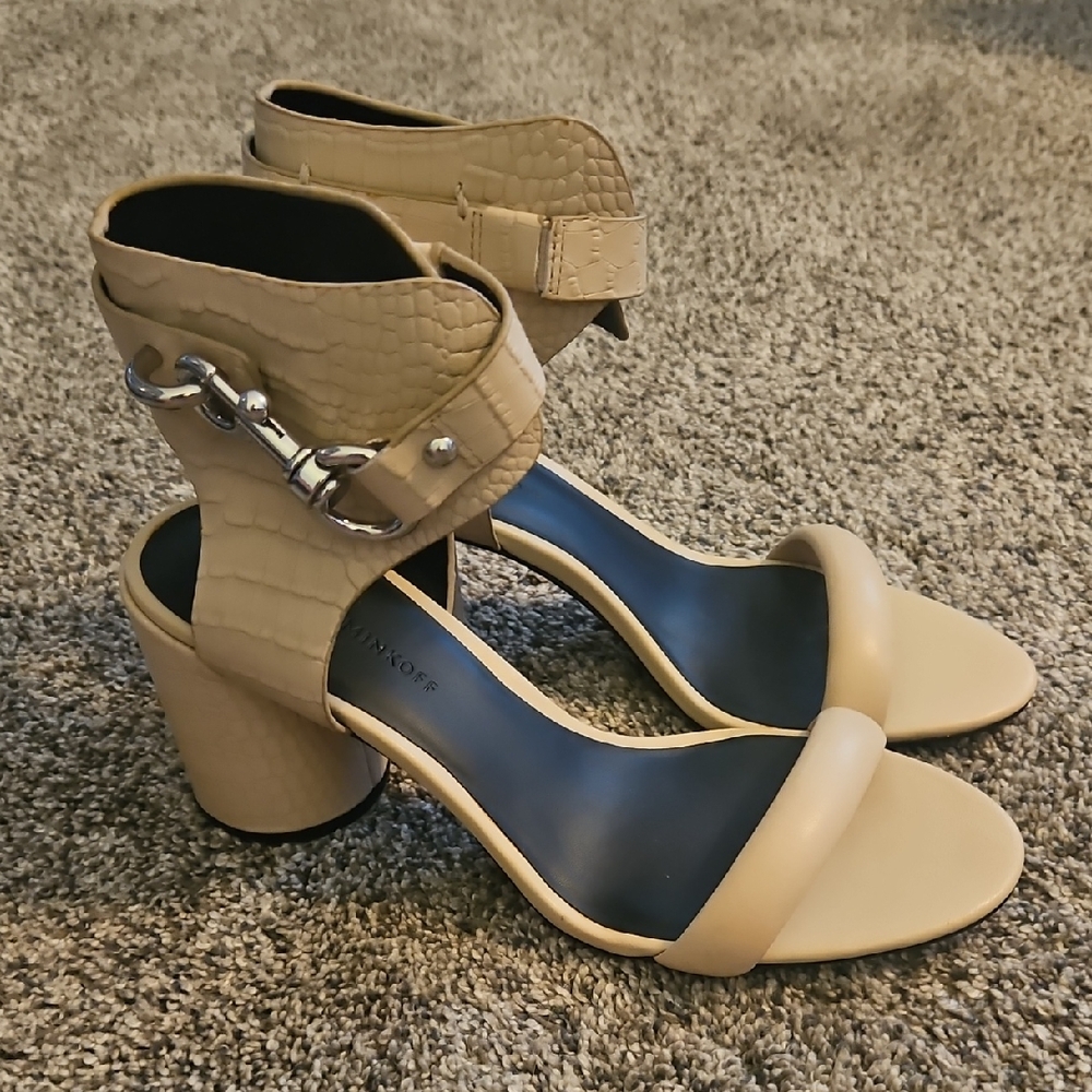 Rebecca Minkoff Beige Croc-Embossed Heels